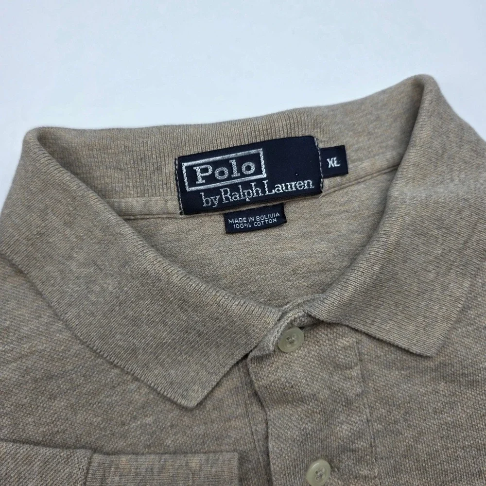 Polo Ralph Lauren Polo Shirt Mens‎ XL Long Sleeve Beige Tan Collared Neutral